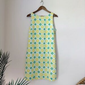 STS Sail To Sable Lemon Print Sleeveless Shift Dress Medium Summer Preppy